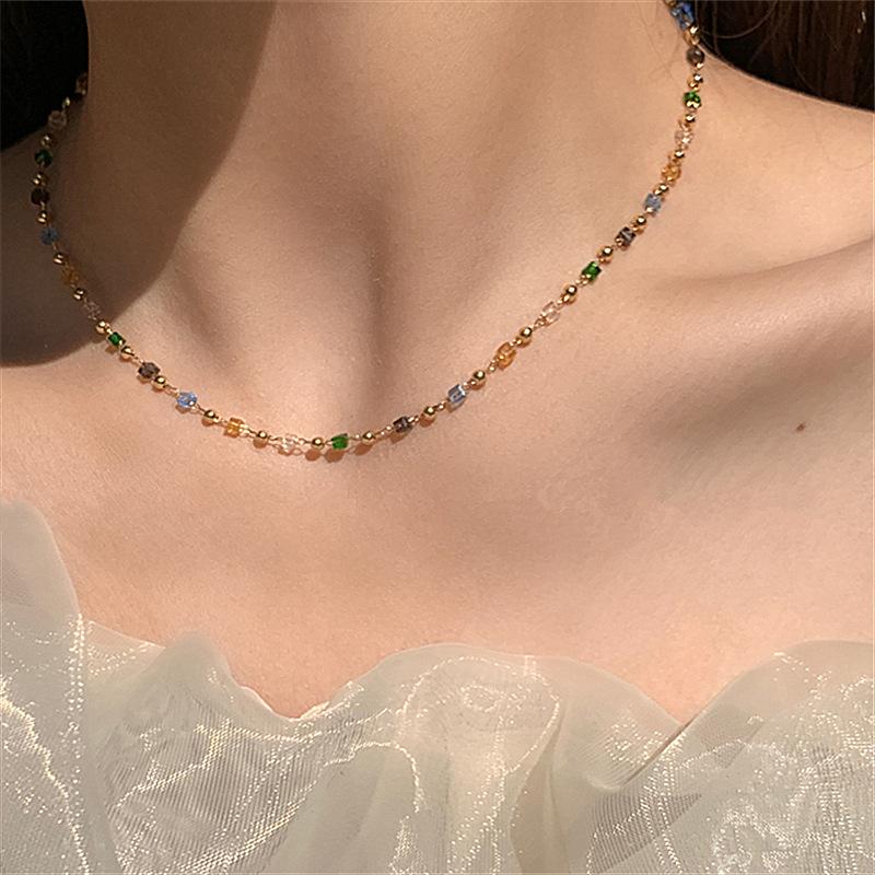 2108103 (1)夏季彩色串珠项链女小众设计感2021年