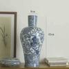 Botella de Cerámica de Jingdezhen Jarrón de Porcelana Azul y Blanca de Estilo Chino Nuevo Sala de Estar Mueble de TV Arreglo Floral Hidropónico Adornos de Tarro Decorativo Vintage
