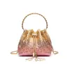 Bolsas Femininas Transfronteiriças de Comércio Exterior Europeu e Americano Bolsa Saco Céu Estrelado Gradiente com Franjas Bolsa Portátil de Strass Bolsa de Ombro Transversal para Noite