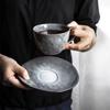 Cerâmica de forno japonês Latte Garland conjunto de xícara e pires para café Xícara de água Khaki espessa de alta qualidade, requintada 250ml