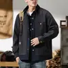 239 # Jaqueta Casual Masculina Outono Novo Falsa Duas Peças Plus Size Solta Versátil Jeans Splicing Top para Homem