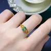 Anillo Popular de Esmeralda Natural Colombiana Apertura Ajustable Piedra Principal para Mujer 4x6Mm Ventas Directas de Fábrica Lote