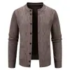 Cárdigan de punto para hombre con cuello alto, nuevo, de marca de moda, grueso con terciopelo, cálido, casual, tejido para hombre