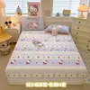Juego de tres piezas de falda de cama de leche polar para otoño e invierno, cálido y grueso, con dibujos animados, sábana de tatami para cama individual, protector de colchón individual, artículo individual