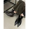 Botines de Punta para Mujer Otoño e Invierno 2025 Botines Nuevos Tacón Grueso Botines para Mujer Nicho Botines Ajustados Botas de Tacón Alto