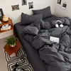 Nuevo Conjunto de Cuatro Piezas para Dormir de Algodón Lavado para Bebés y Madres Conjunto de Tres Piezas para Dormitorio de Estudiantes Color Sólido Sábana Funda de Edredón en
