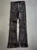 Jeans Americanos de Calle Retro Oscuro, Corte Delgado, Lavados y Desgastados, Moda de Nicho, Estilo Urbano Único, Nueva Colección Otoño e Invierno