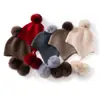 Novo Chapéu de Lã com Orelhas e Pom-Pom Outono e Inverno Quente Anti-Frio Chapéu Feminino Simples Versátil Gorro
