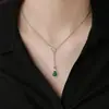 Colar de cabaça dupla de jade de material perigoso de prata esterlina 925, pingente de jade de zircônia estilo chinês simples, corrente de clavícula combinada