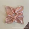 Lenço Quadrado de Cetim Pérola de Alta Qualidade, Laço de Cabelo Quadrado Elegante para Mulheres, Corda de Cabelo para Rabo de Cavalo Baixo, Corda de Cabelo