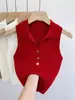 Chal de Punto de Verano para Mujer con Cuello en V sin Mangas, Versátil Multicolor, Top Básico Ajustado