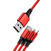 Cable de datos para teléfono móvil de nailon tejido tres en uno de Amazon, un soporte tres cables de carga, cable de carga rápida, fábrica en stock, venta al por mayor