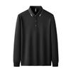 Camisa POLO de Manga Comprida com Lapela para Primavera e Outono Masculina e Feminina Gola Colorida Roupas de Trabalho Empresariais Camiseta Dobrável Estampa Personalizada Bordado