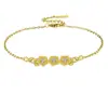 Pulsera de Corazón de Tres Flores con Diamantes Estilo Francés, Pulsera de Lujo Ligero Nicho Chapada en Oro Genuino, Sensación de Alta Gama, Joyería de Venta Caliente Transfronteriza al por Mayor