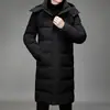 Ropa de Invierno 2025 Nueva Chaqueta de Plumas Transfronteriza para Hombre Moda Coreana Juvenil Chaqueta Larga con Capucha sin Cuello