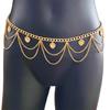 Tendencia europea y americana diamante oro amor colgante cadena de cintura personalidad moda multicapa onda borla adorno de cintura cadena corporal