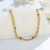 Pulsera de circonita pequeña de color de personalidad simple europea y americana, diseño de moda para mujer, sentido, adornos de mano de acero de titanio, no se desvanece, venta al por mayor, comodín