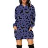 Vestido suéter de punto largo con capucha y bolsillos estampado de Halloween para mujer, comercio exterior 2024 Amazon transfronterizo europeo y americano