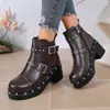 Botines Gruesos con Tachuelas para Mujer, Tacón Grueso, Estilo Europeo y Americano, Otoño 2026, Botas Cortas de Moda para Mujer, Comercio Exterior, Botas Martin en AliExpress