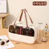 Bolso de tocador de viaje nuevo y elegante de alta capacidad, bolso de mano de cuero transparente a la moda para almacenamiento
