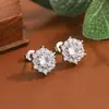 Pendientes de Zirconia con Copo de Nieve de Lujo Ligero Estilo Coreano para Mujer, Personalidad Única, Estilo Minimalista Ins, Pendientes Geométricos de Zirconia para el Trabajo, Modernos