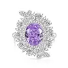 Transmisión en Vivo Venta Caliente Anillo de Mariposa Huevo de Paloma Cortado Flor de Hielo Piedra Preciosa Colorida para Mujeres, Anillo con Forma de Huevo de Diamante de Alto Carbono Súper Brillante, Venta al por Mayor de Una Pieza