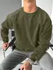 Outono e Inverno 2025 Novo Moletom Casual de Veludo Cotelê Gola Redonda Solto Cor Sólida Manga Longa Masculino Algodão