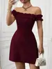 Vestido Elegante Feminino Tomara-que-Caia Patchwork com Babados Sem Mangas Ajustado na Cintura Exclusivo Transfronteiriço