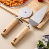 Cortador de Pizza Roda Faca de Roda Pá de Pizza Doméstica Pá de Pizza Roda Ferramenta Conjunto de Pá Ferramenta para Assar Bolo de Madeira