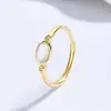 Anillo de Plata 925 con Piedra Lunar Anillo Abierto para Mujer Anillo de Nicho de Alta Gama Pulsera Joyería de Circonita Regalo de Cumpleaños