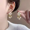 Pendientes de Borla con Perla Francesa y Aguja de Plata S925 para Mujer Pendientes Elegantes de Alta Gama 2025 Nuevo Estilo Popular Pendientes Versátiles