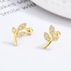 925 Sterling Silver Leaf Diamante Thread Brincos Mulheres Nova Moda Simples ins Ear Bone Nail personalizado Ear Jewelry
