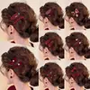 Pinza para el pelo de niños para Año Nuevo con lazo, Pinza de tela de alta gama para flequillo lateral para niñas pequeñas, Accesorio para el pelo rojo de otoño e invierno