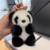 Pelo de Visón de Imitación [Lindo Panda Rojo] Llavero Colgante para Coche Muñeco de Peluche Colgante para Bolso Regalo de Cumpleaños