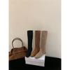 Botas de Caballero con Tacón Interior Oculto Botas para Mujer 2025 Otoño e Invierno Botas Delgadas de Gamuza Color Maillard Marrón