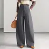 Pantalones de pierna ancha con corte curvo, modernos y elegantes, para mujer, Colección Otoño/Invierno 2026, Nuevos, Cintura Alta Elástica, Largos, Caída Suelta, Casual