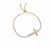 Pulsera Deslizante con Cruz de Circonita Estilo Lujo Ligero, Pulsera de Moda y Sencilla de Gama Alta para el Día a Día, Joyería de Mano de Gama Alta de Nicho para Mujeres