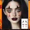 Adesivo de Decoração Facial de Palhaço Geométrico Escuro de Lágrima para Halloween Transfronteiriço Adesivo de Atmosfera de Maquiagem Realista de Terror para Festa
