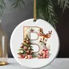 Adornos navideños 26 letras del alfabeto pequeño ciervo colgante acrílico 2D árbol de Navidad decoración del hogar navideña