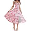 Europeo y Americano Transfronterizo Amazon Verano Nuevo Elegante Falda Tirantes Cintura Adelgazante A Vuelo Vestido de Tirantes con Abertura Mujeres