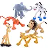 Tarjeta de escena de pastel temática de animales león elefante jirafa hipopótamo mono decoración