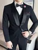 Terno Smoking para Noivo Masculino Slim Fit Padrinhos Casamento Vestido Formal Casual de Negócios Lapela Terno Pequeno