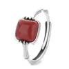 Anillo Yunchaixuan de Plata de Ley S925 Nudo de Bambú Ágata Roja, Nuevo Anillo Retro Estilo Chino Cubo de Azúcar, Anillo de Plata Vintage Envejecido al por Mayor