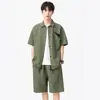 Conjunto Deportivo Casual de Nuevo Tamaño Transfronterizo para Hombre, Conjunto de Dos Piezas de Camisa de Manga Corta y Shorts Modernos, Traje de Verano para Hombre