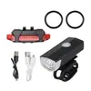 Farol de Bicicleta Recarregável USB Luz para Andar à Noite Luz de Alerta Conjunto de Equipamentos para Ciclismo ao Ar Livre Luzes Dianteira e Traseira para Bicicleta de Montanha