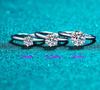 Anillo T Marca Seis Garras Moissanita Color D para Mujer, Plata de Ley 925, Joyería que No se Desvanece, Joyería Transfronteriza Europea y Americana al por Mayor