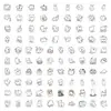 96 pegatinas líneas pequeñas en blanco y negro animales pequeños dibujos animados lindos pegatinas de recompensa para niños vaso de agua cuaderno pegatinas de escritorio