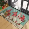 Tapetes de Chão de Natal Transfronteiriços Papai Noel Boneco de Neve Veludo de Cristal Tapete Estampado Cozinha Tapetes Antiderrapantes Tapetes Absorventes