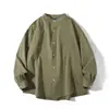 Nova Camisa Masculina de Outono Simples com Gola Alta e Manga Longa, Nova Camisa Branca Estilo Chinês