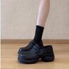 Mocasines de Cuero Grueso Estilo Británico con Plataforma para Aumentar Altura y Punta Redonda para Mujer, Nuevos Mocasines Retro Negros Otoño 2026, Zapatos Pequeños de Cuero, Zapatos de Vestir